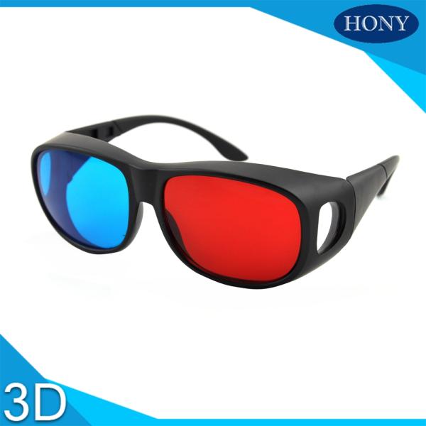 Plastic Anaglyph 3D Glasses Wide Angle Red Blue Lenses Black Frame