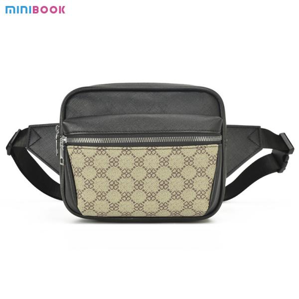 Custom Logo Waterproof Men's Chest Bag with Multiple Functions in PU Saffiano Leather