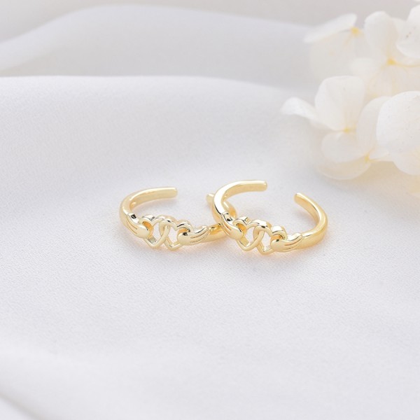 Simple Design 14K Gold Plated Smile Face Heart Shape Open Adjustable Ring
