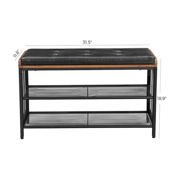 Padded Shoe Bench, Shoe Rack with Cushion, Industrial Shoe Bench, Storage Shoe Rack, ULBS75X