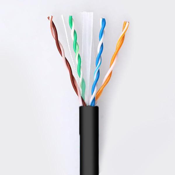 Outdoor PE UTP CAT6 Cable High Speed Lan Cable Black 23AWG Solid Copper 1000FT