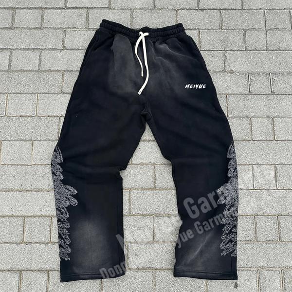 Hommes sur mesure Coureurs Larges jambes Flare Sacs empilés à l'acide Lavé Sweatpants Hommes Casual 100% coton Sweatpants Pantalon pour hommes