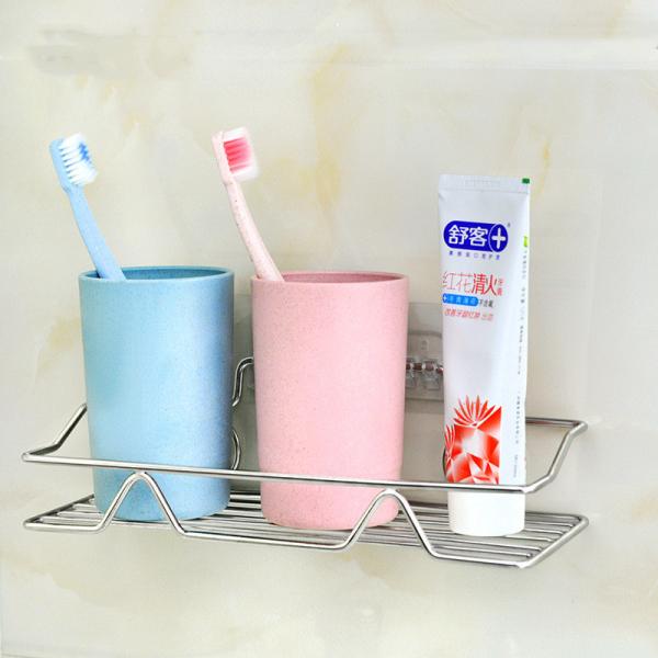 Bathroom Shelf Organizer Storage Kitchen Rack with Traceless Transparent Adhesive No Drilling SUS304 Stainless Steel