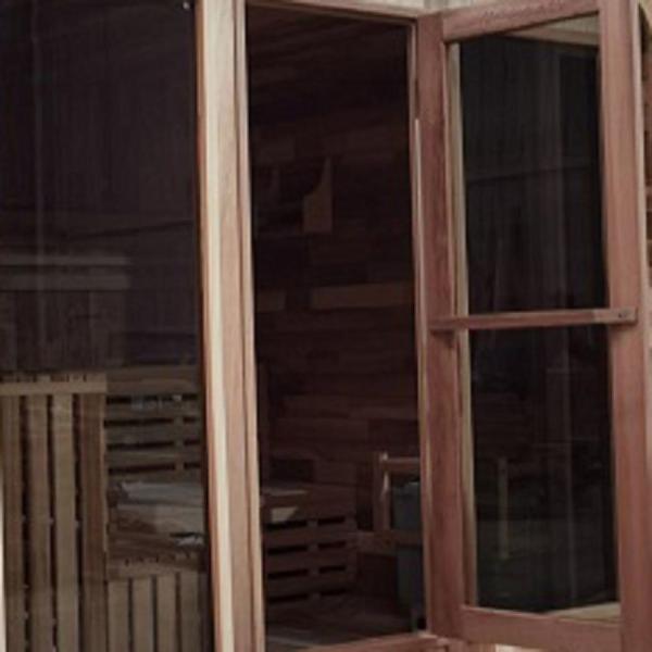 6000W Hemlock Stove Heater Cube Shape Dry Steam Sauna Outside Wooden