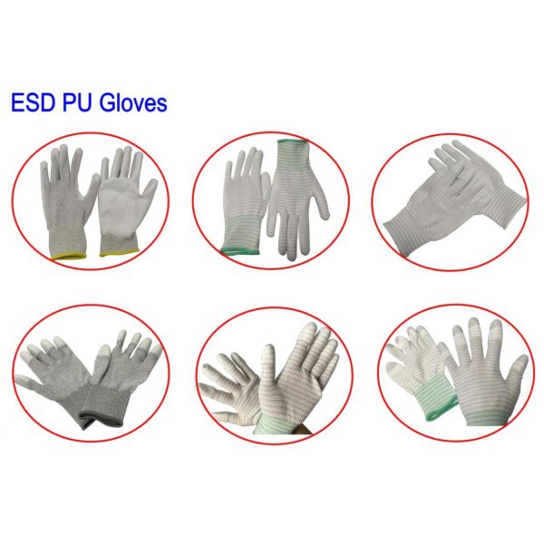 ESD Conductive Gloves Anti Slip Anti Static Work Glove with PU Coated Tip and Palm