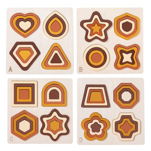 Kids Montessori Wooden Geometric Shape Color Cognition Matching Puzzles Games Early Educational Learning Toy for Children