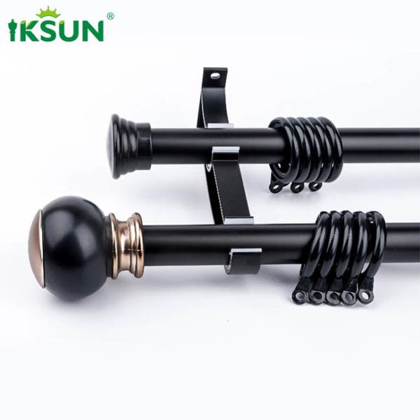 1.2mm Double Aluminium Curtain Rod Heavy Duty Matte Black Color