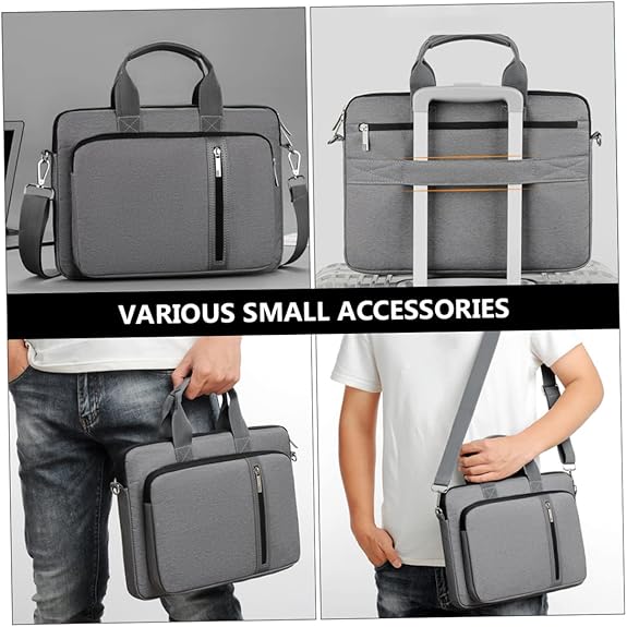Laptop Handbag Stylish Grey Crossbody Computer Bag for Women Protective Sleeve Case with Adjustable Shoulder Strap for Work Wholesale OEM/ODM/Private Label