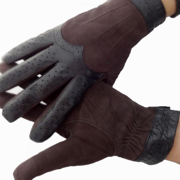 Touch Screen Mens Black Leather Winter Gloves , Soft Plain Style Mens Fashion Gloves