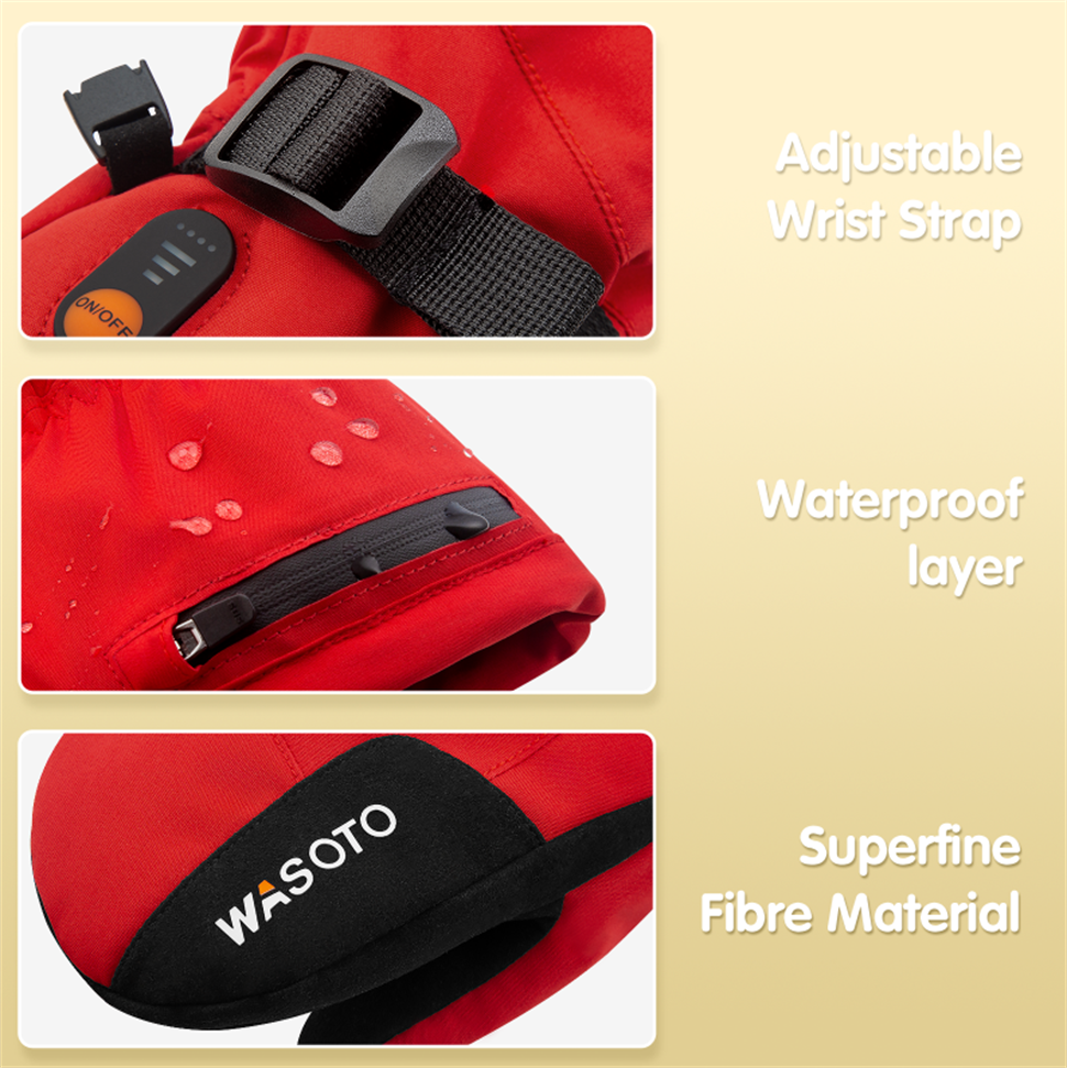 Winter Waterproof Rechargeable Battery Heated Microfiber Gloves Mittens Customizable Kids Snowboarding Skiing Warm