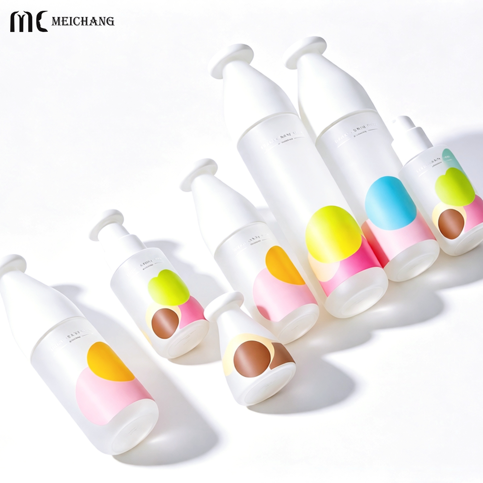 Patented Luxury Glass Cosmetic Packaging Set with Metallic Finish and Complete Skincare Matrix