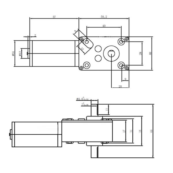 Dia 8mm d печатает двойной вал с мотором зацепленным червем A58SW31ZY Dc мотора 24v Dc редуктора 12v коробки передач червя квадрата A5840 трубчатым