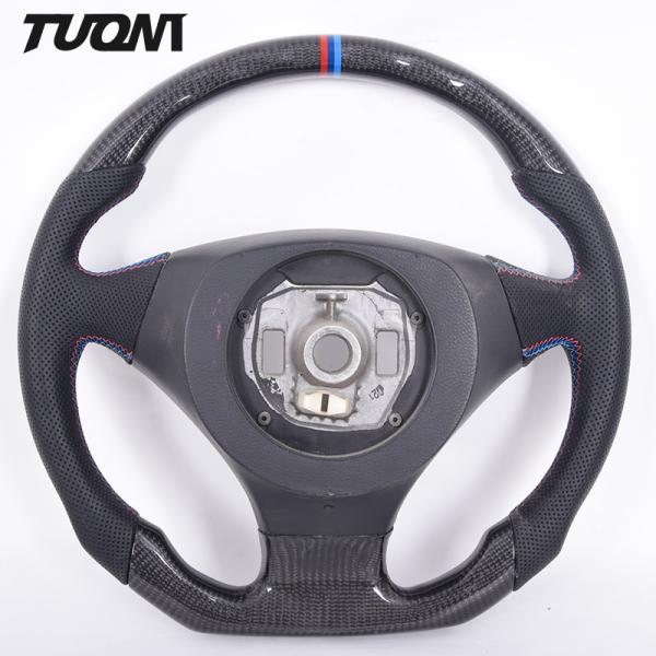 Black Round Carbon Fiber Bmw Sports Steering Wheel Plain Weave ODM
