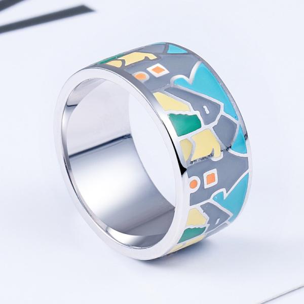 Custom Enamel Jewelry Colorful Ring Russia Fashion Jewelry 92 Sterling Silver Ring