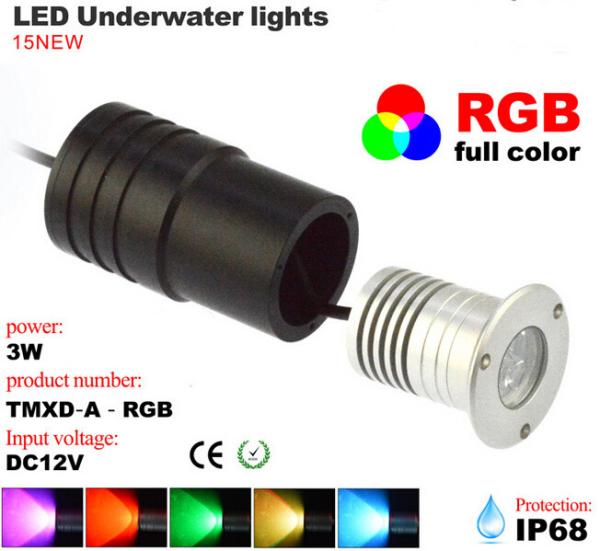 3W LED Underwater light RGB Waterproof IP68 Landscape Poor Fountain light Spotlight
