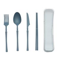 Ensemble de couverts pliables de 4 PC résistant aux températures élevées accessoires de vaisselle écologique en fibre de paille de blé Tailles différentes