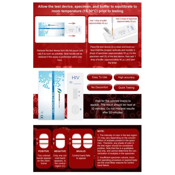 One Step 1/2 Hiv Rapid Home Test Kit Цельная сыворотка плазмы крови 40 тестов / комплект