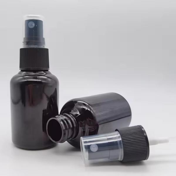 50ML PET Glossy Black Plastic Cosmetic Spray Bottle With Black Fine Spray Head