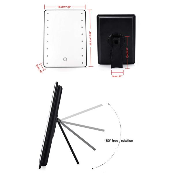 Dimmable LED Cosmetic Mirror ABS Material White Body With Lighting Fixture Strip