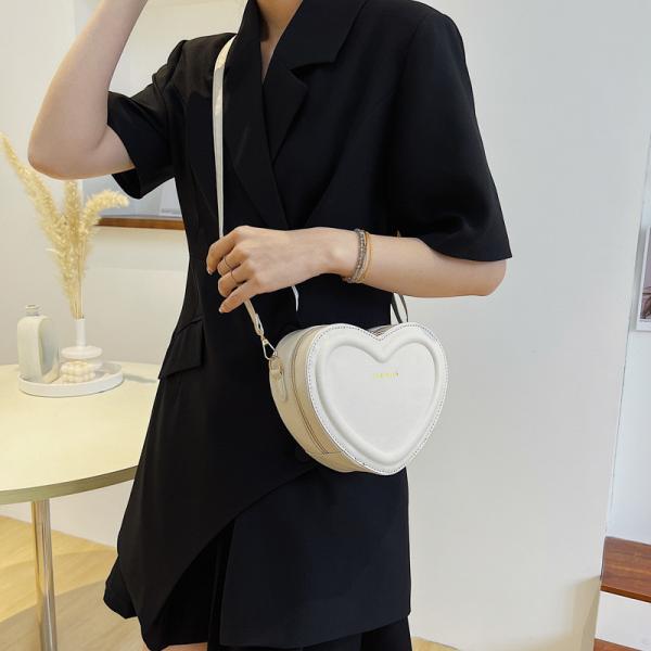 Women Heart Shape Small Leather Crossbody Bag With Shoulder Strap