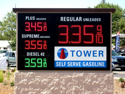 Conception économiseuse d'énergie de signes de station service menée par prix de Digital pour le changement des prix d'essence