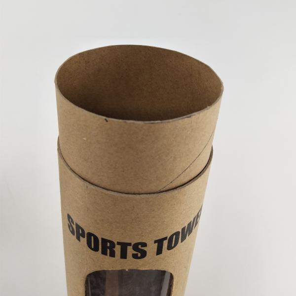 Kraft Round Packaging Box / Brown Cardboard Paper Tube PVC Window Cylinder Box