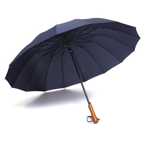 Straight Umbrella Retro Wooden Handle Automatic Open Customized Gift Advertising Umbrella