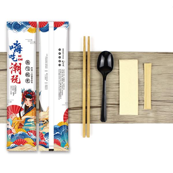 Convenient Disposable Korean Flatware Set Spoon Chopsticks and Fork with Custom Logo