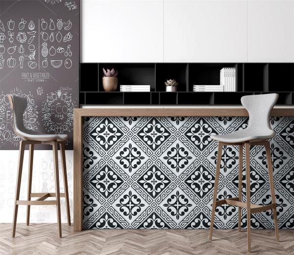 20x20cm Black Gray Ceramic Rustic Tile for Bathroom Kitchen