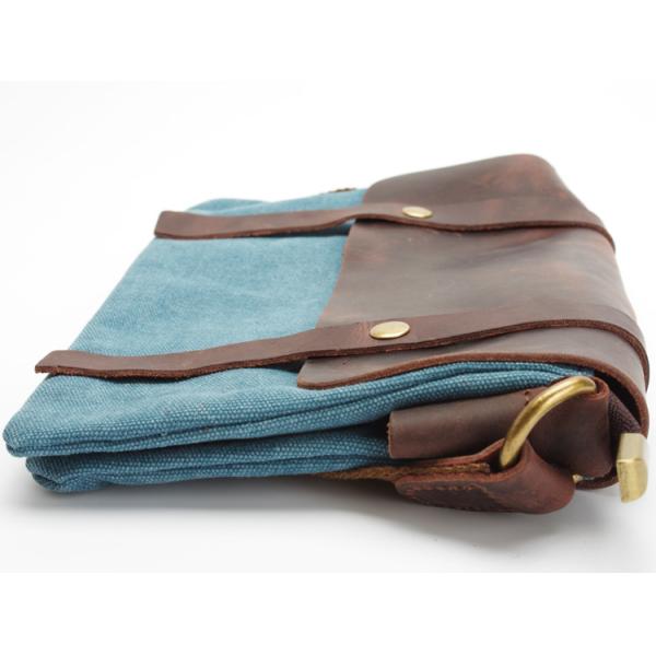 Panelled Color England Style Leather with Waxed Canvas Messenger Bag
