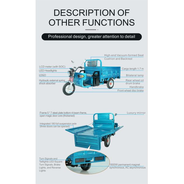 180 Axle Electric Cargo Tricycle E Rickshaw Loading Wala Li Ion Battery ODM