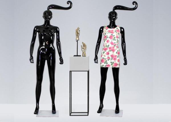Glossy Black Long hair Shop Display Mannequin For Garment Display