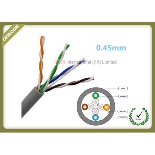LSZH Jacket Fiber Network Cable Cat5e U/UTP 4x2x0.48 Cuprum Solid Inside Installation
