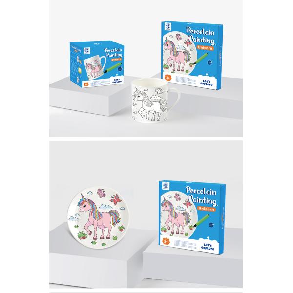 3 Paint Pens Children Didactic Toys Decorate Your Own Porcelain Plate / Mug
