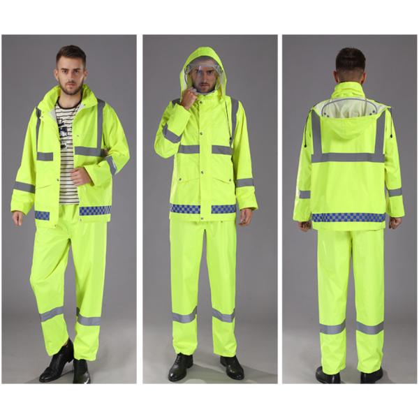 Fluorescent Green Outdoor Traffic Duty Flood Control Emergency Raincoat Rain Pants Suit