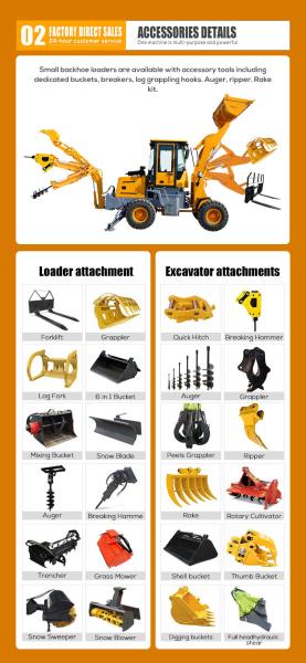 4x4 Wheel Drive 400kg-2.5ton Mini Loader Backhoe Loader para venda com pá de neve