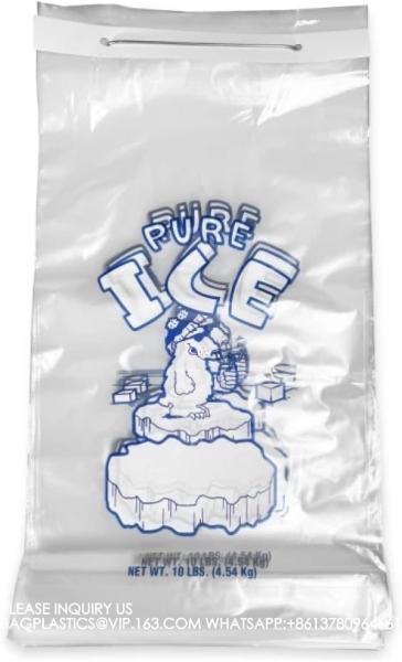 Ice Bags 10 Lb Wicketed With Twist Ties For Ice Machine - Strong Plastic 10 Lb Ice Bags With Metal Wicket