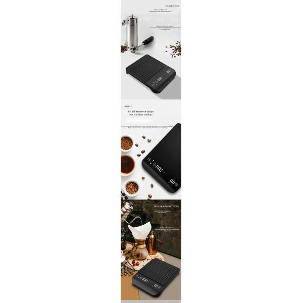 Timer and Silicone Base BAMBOO Rechargeable Digital Scale for Coffee 3kg/0.1g Accuracy