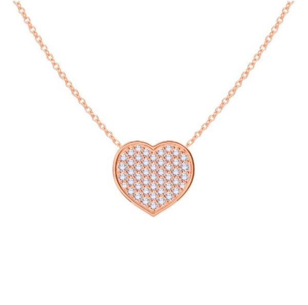 18 Chain Length Round Cut Diamond 925 Sterling Silver Heart Pendant Necklace for Women