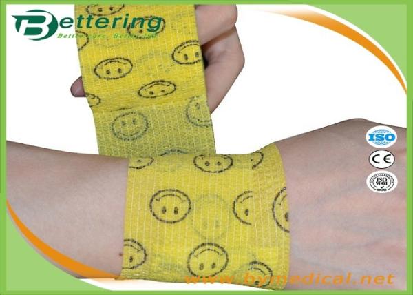 Smile face Printing Non Woven cohesive bandage self adhesive bandage vet wrap bandage
