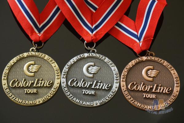Noway Country Large Award Medals Recessed With Texture Antique Gold Silver Copper Plating