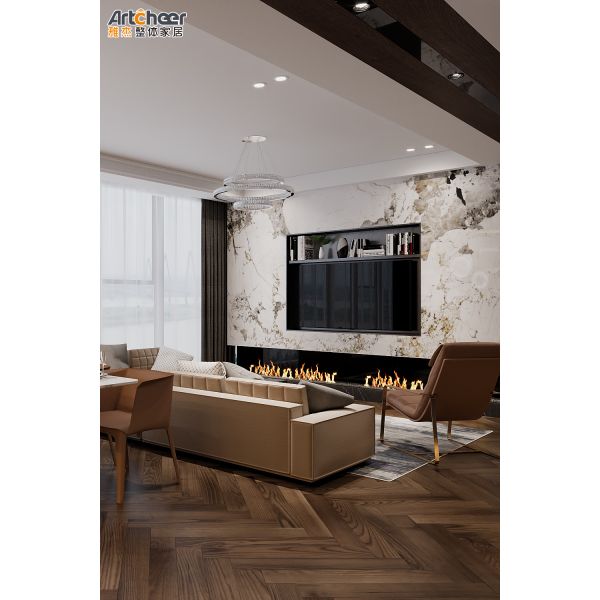Retractable Solid Wood TV Cabinet with Nordic Design Coffee Table for Modern Living Room