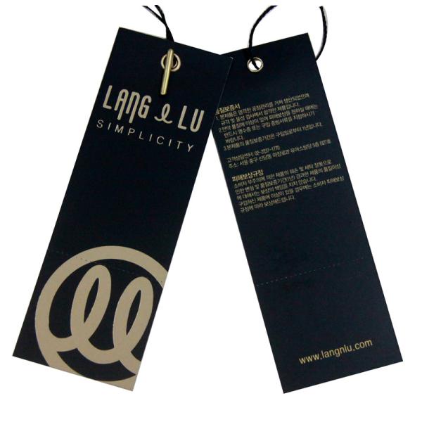 Gold Eyelet 400g Artpaper Gold Logo Clothing Hangtags For Lady Garments Matt Coat