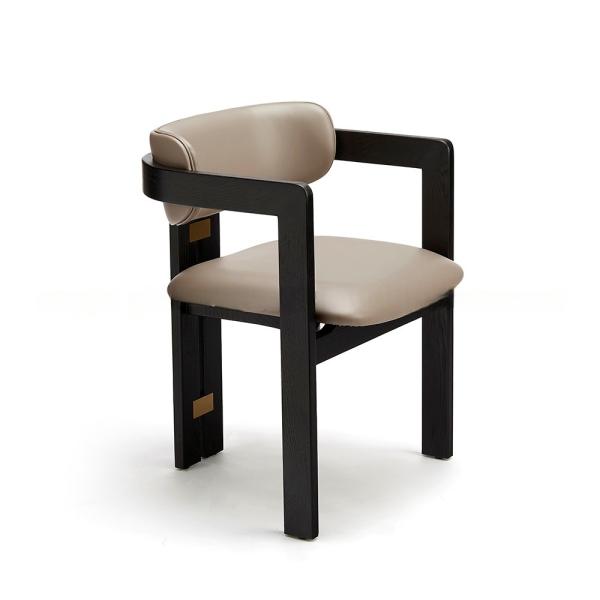 Chaise à bras en bois de rose moderne de couleur brune de 30 pouces avec coussin en mousse