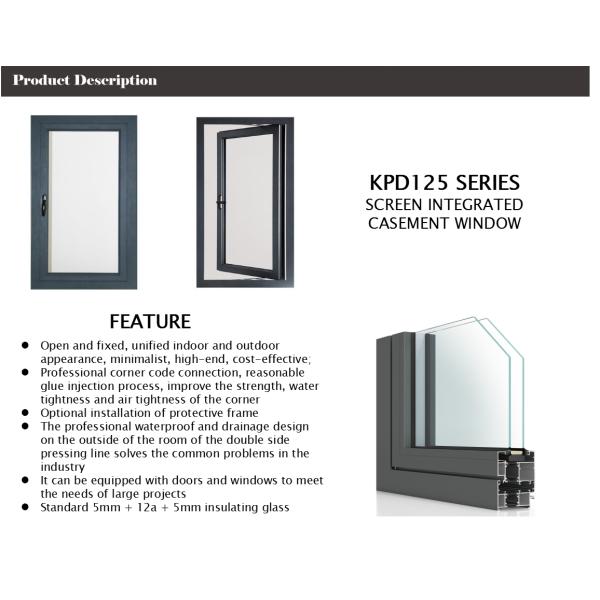 Outward Opening Aluminium Casement Windows Waterproof Hollow Glass