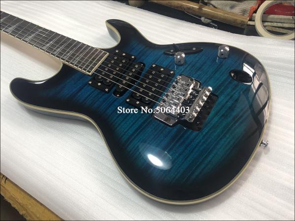 Custom 6 string electric guitar yellow tiger maple veneer rosewood fingerboard double rocking bridge free delivery