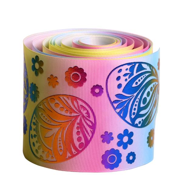 Single Face Custom Heat Thermal Transfer Flowers Ribbon Trim with Plant Printed Sample