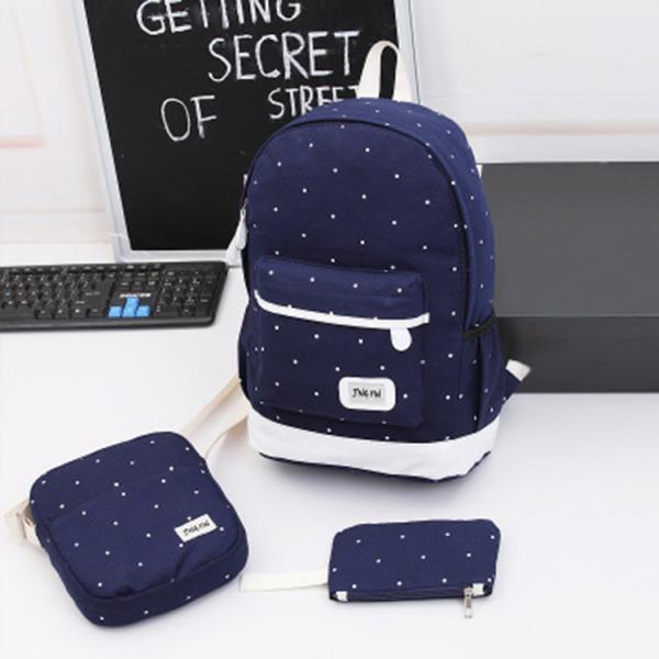 Korean style 3pcs in 1 canvas fashion backpack set for student bag outdoor backpack