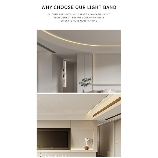220V Living Room LED Strip Lamp Decorative Ceiling 3 Color Dimming 120 beads