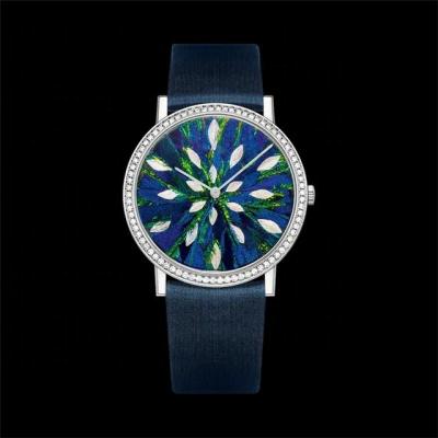 Relógio de couro da faixa do seletor 3BAR azul à moda quartzo minimalista de 1,4 polegadas